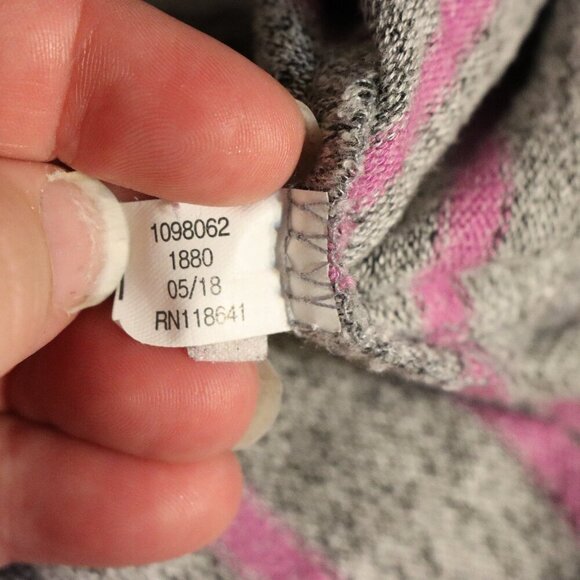 Lane Bryant short-sleeved grey shirt with pink stripes, open crew neck 18/20 - Picture 3 of 5